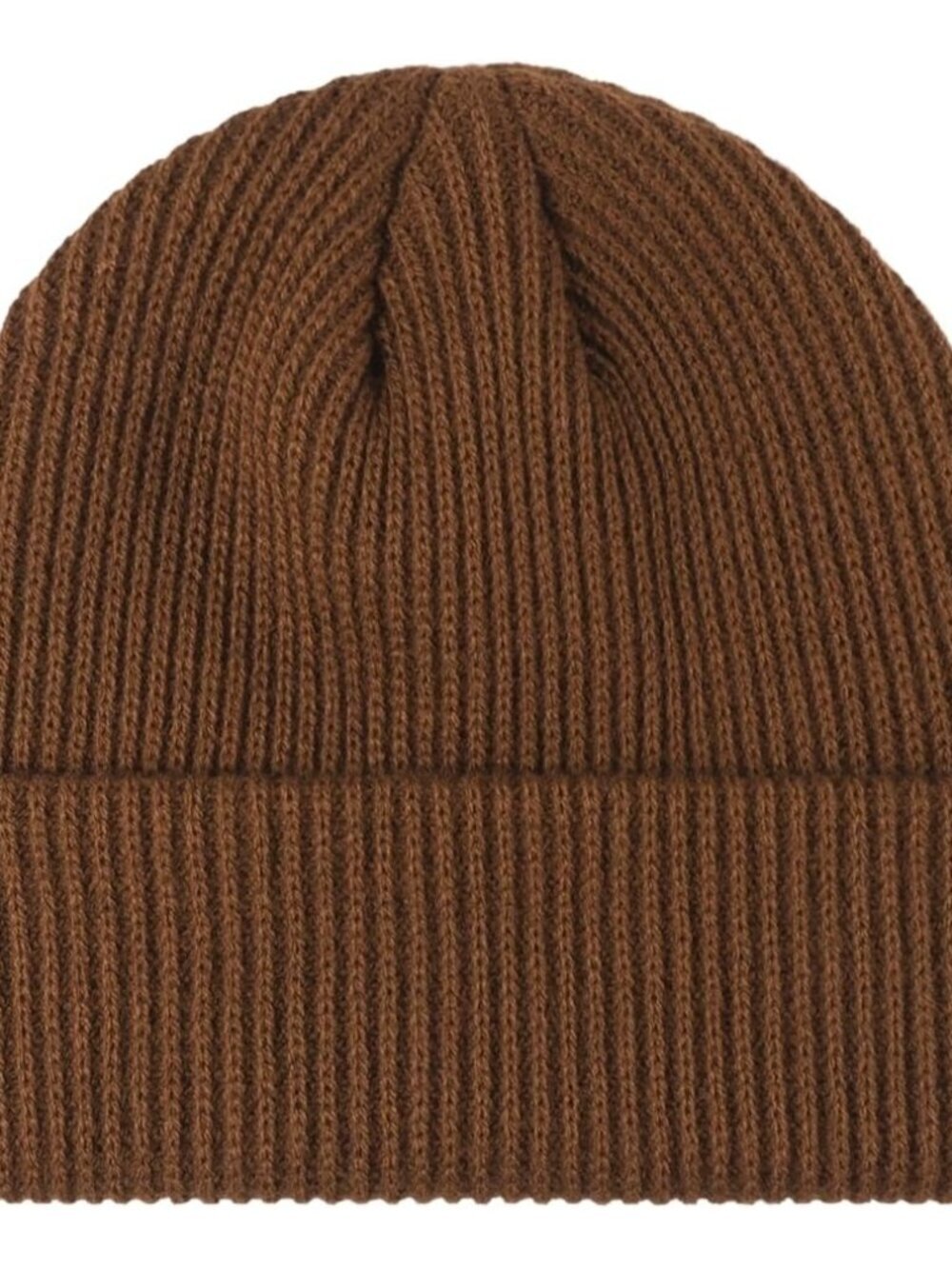 Unisex Dark Brown Warm Thick Knitted Cuffed Beanie Winter Pull-on Skull Cap